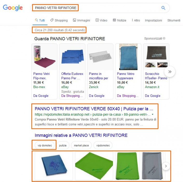 Vip Domotec in prima pagina Google con Erashop